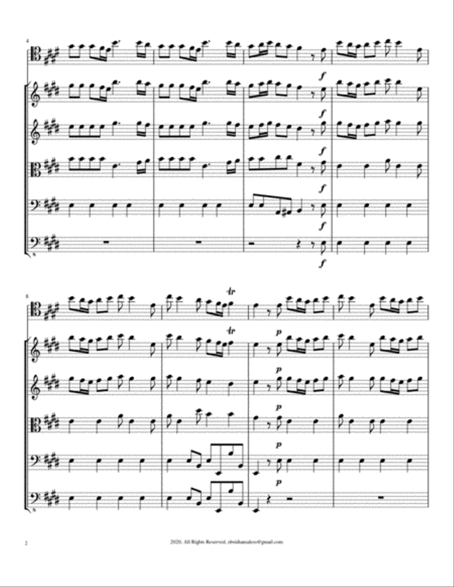 Vivaldi: The Four Season: Spring (Complete) for Cello solo and Strings String Quartet scores gallery preview page 4