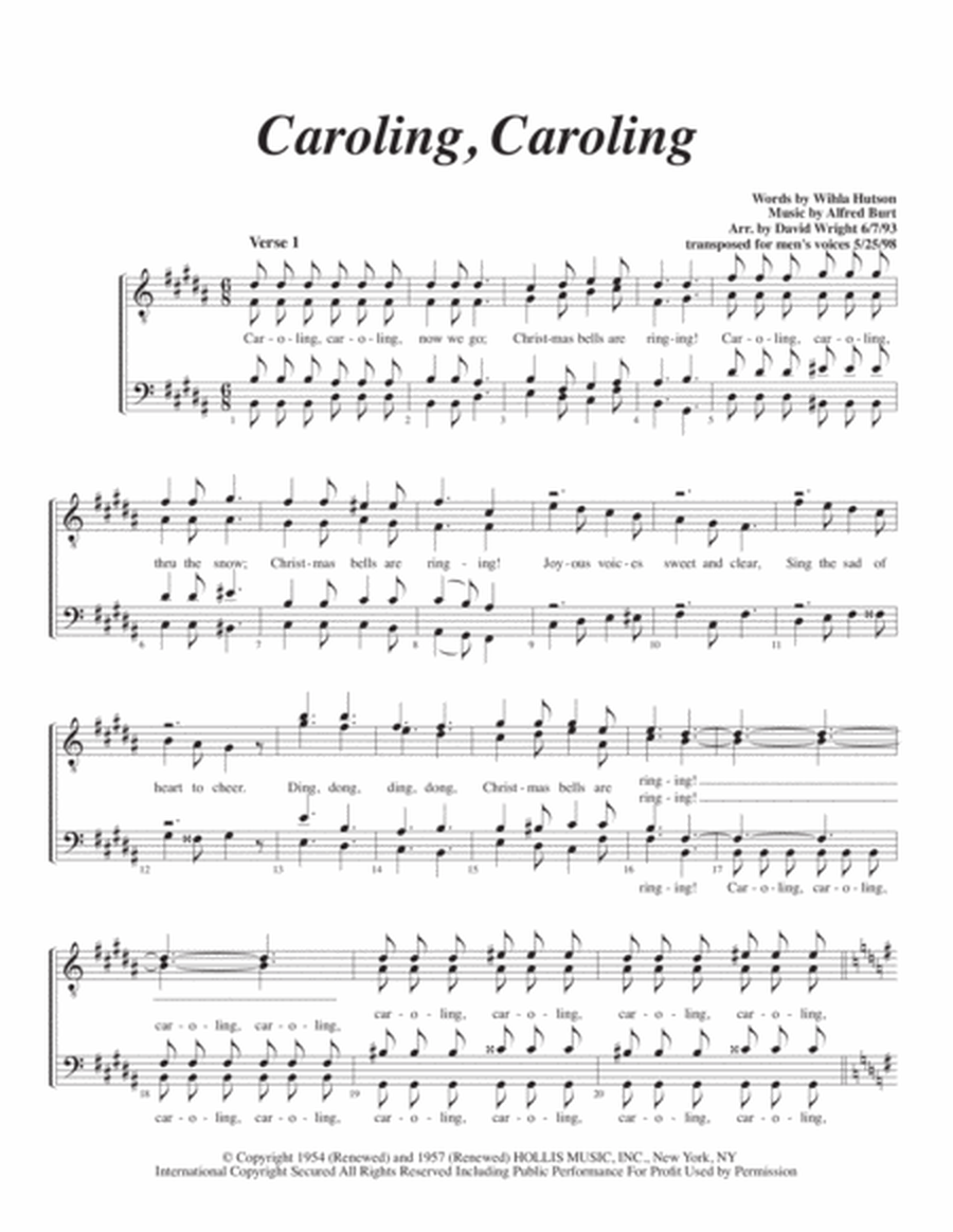 Caroling, Caroling (M) (quartet pricing)