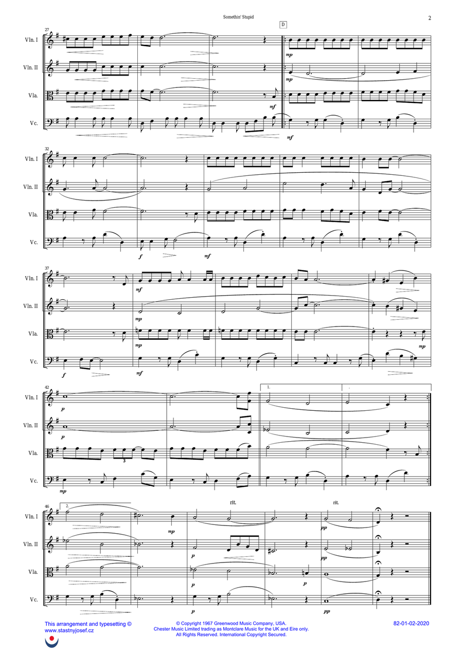 Somethin' Stupid String Quartet scores gallery preview page 2