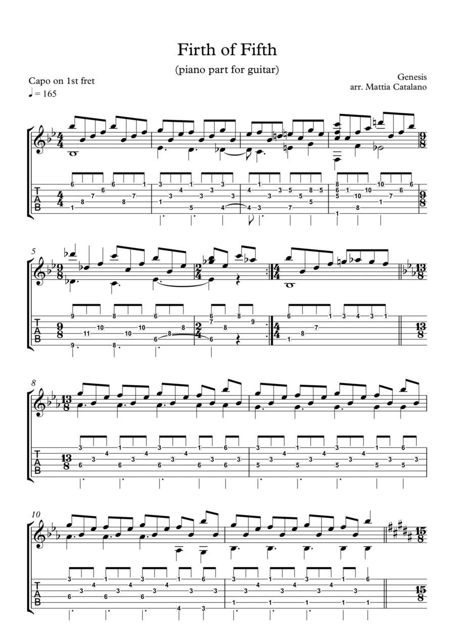 Firth Of Fifth Guitar Tablature scores gallery preview page 1