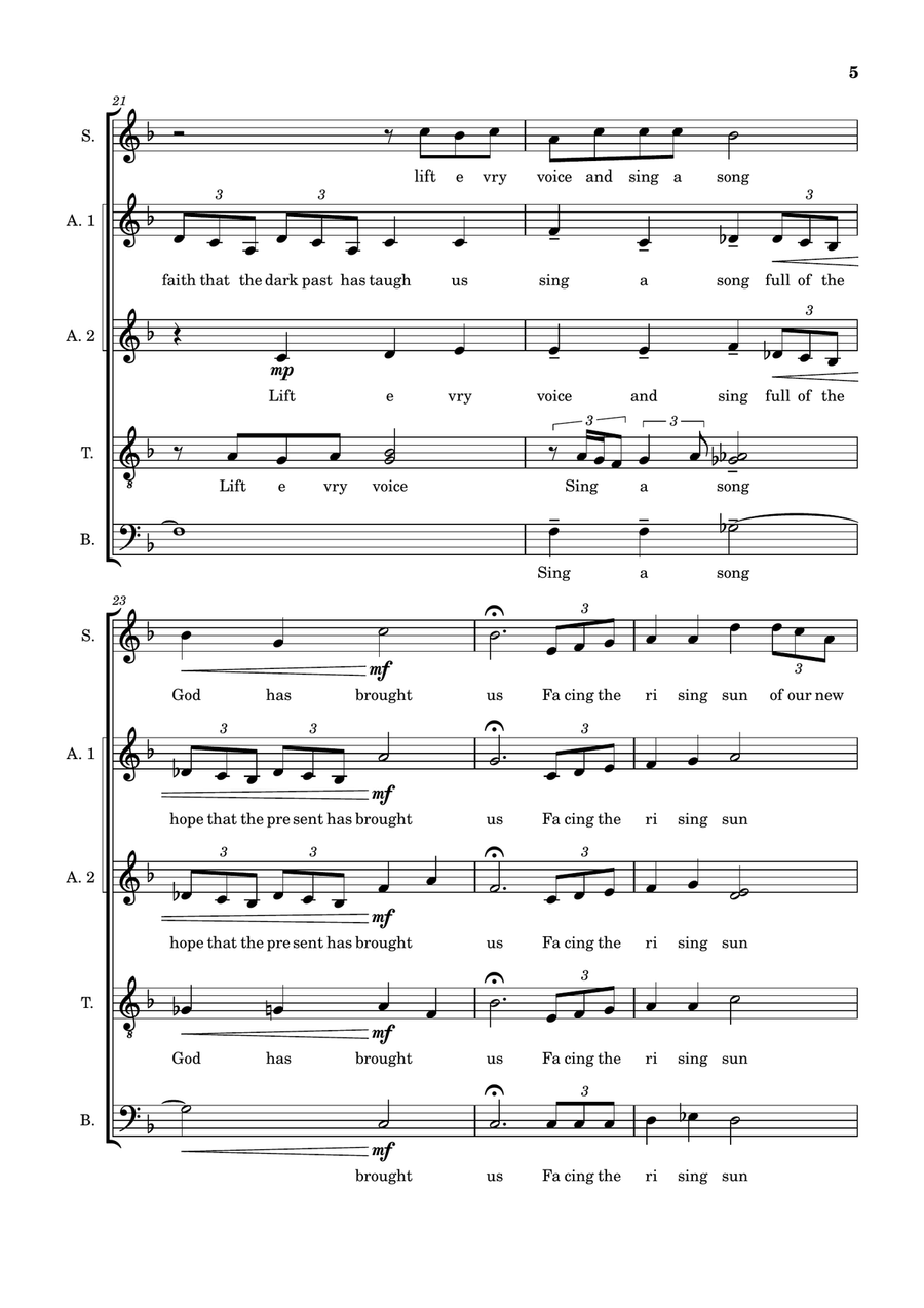 Lift Every Voice and Sing A Cappella scores gallery preview page 5