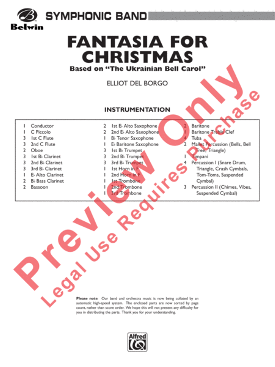 Fantasia for Christmas (based on The Ukrainian Bell Carol) Concert Band scores gallery preview page 2
