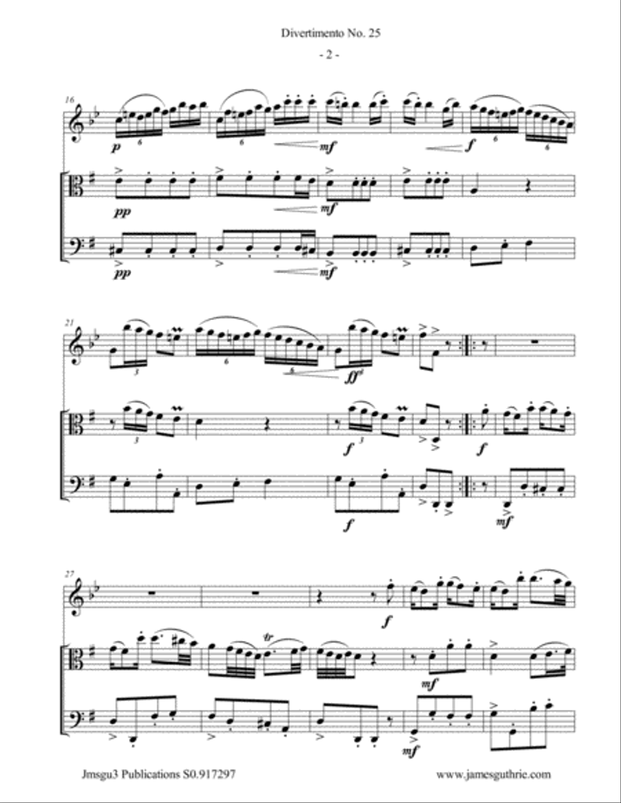 Haydn: Divertimento No. 25 Trio for Oboe d'Amore, Viola & Cello Oboe scores gallery preview page 2