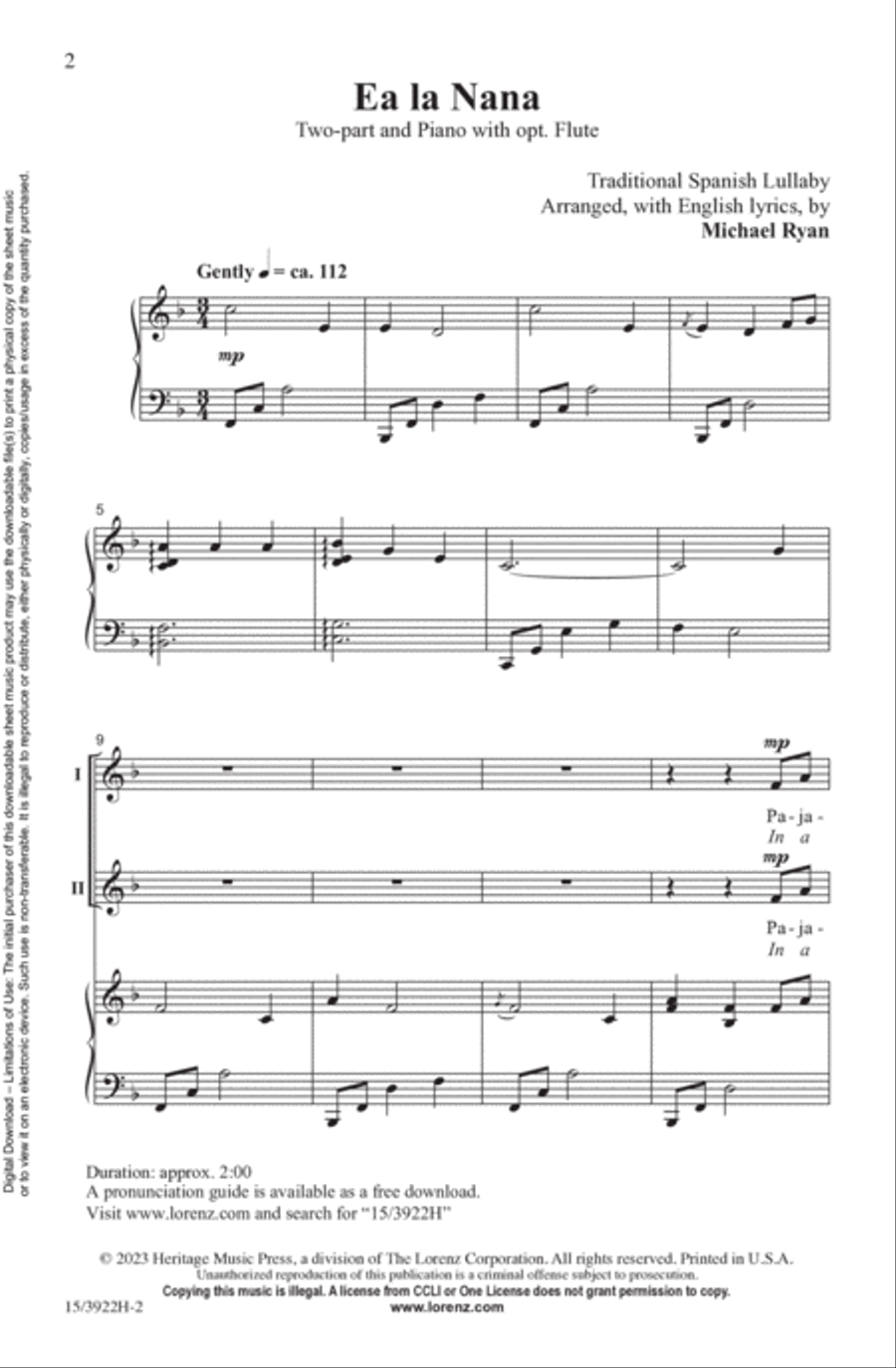 Ea la Nana Ea la Nana 4-Part scores gallery preview page 2
