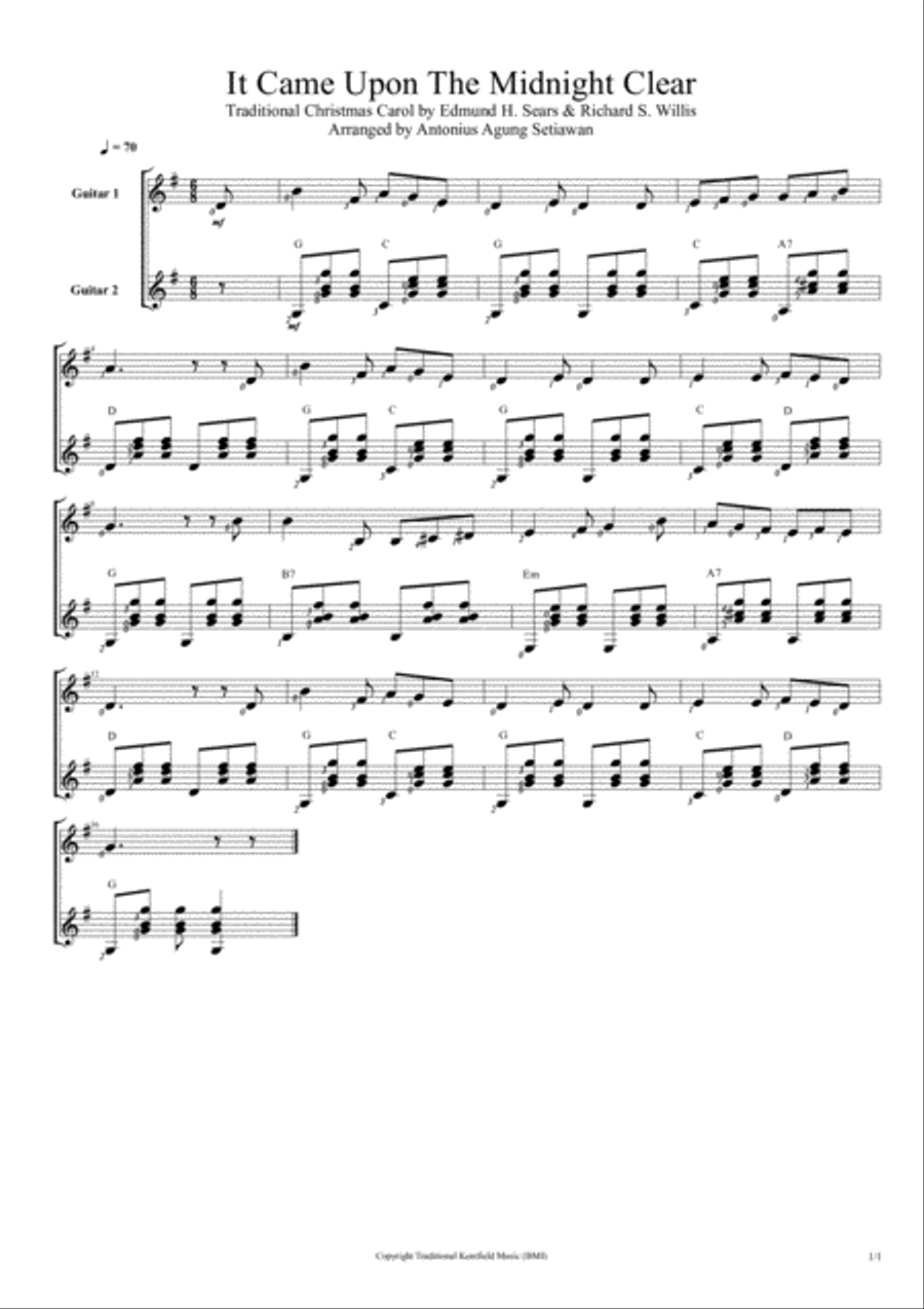 It Came Upon A Midnight Clear Guitar Solo scores gallery preview page 1