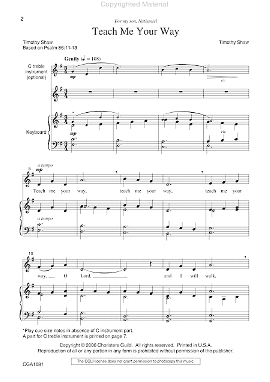 Teach Me Your Way Unison Choir scores gallery preview page 2