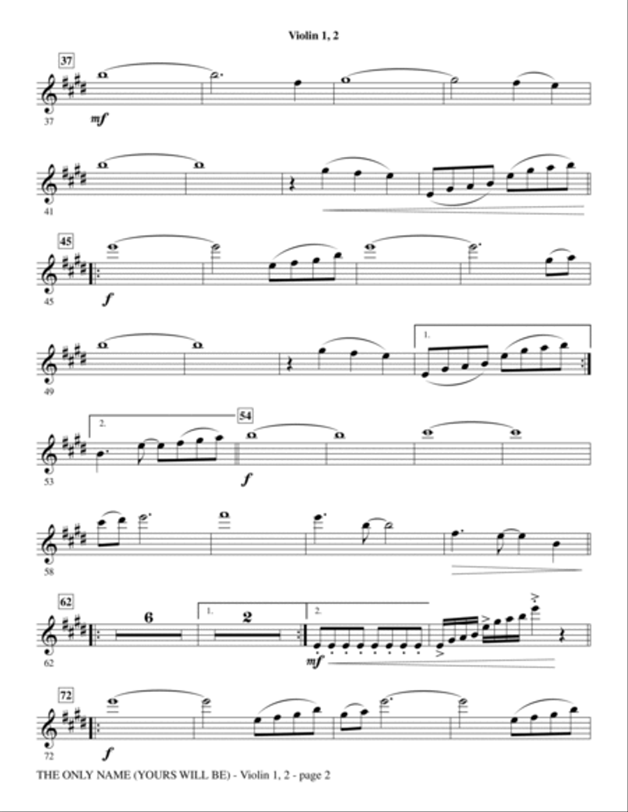 The Only Name (Yours Will Be) - Violin 1, 2 Choir scores gallery preview page 2