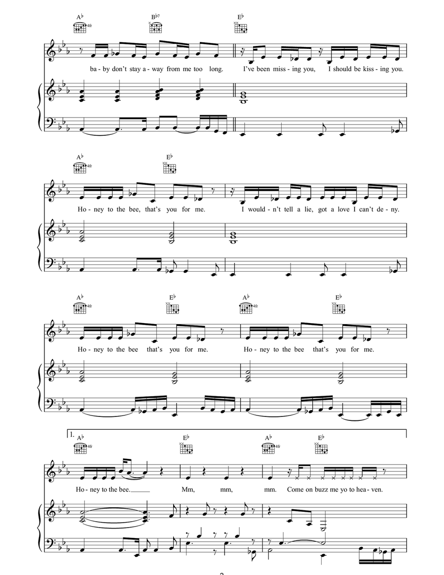 Honey to the Bee Honey to the Bee Piano, Vocal, Guitar scores gallery preview page 3