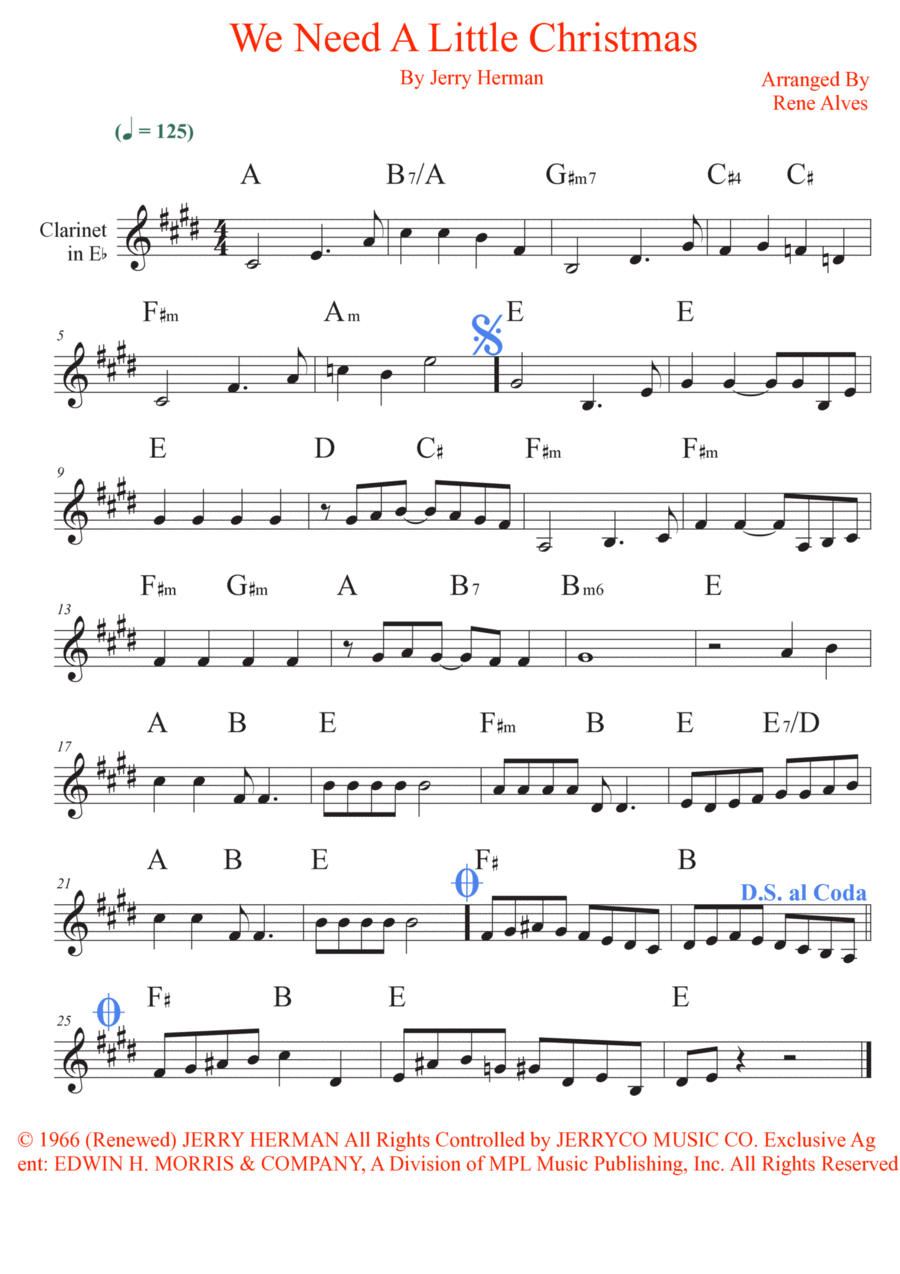 We Need A Little Christmas E-Flat Clarinet scores gallery preview page 1