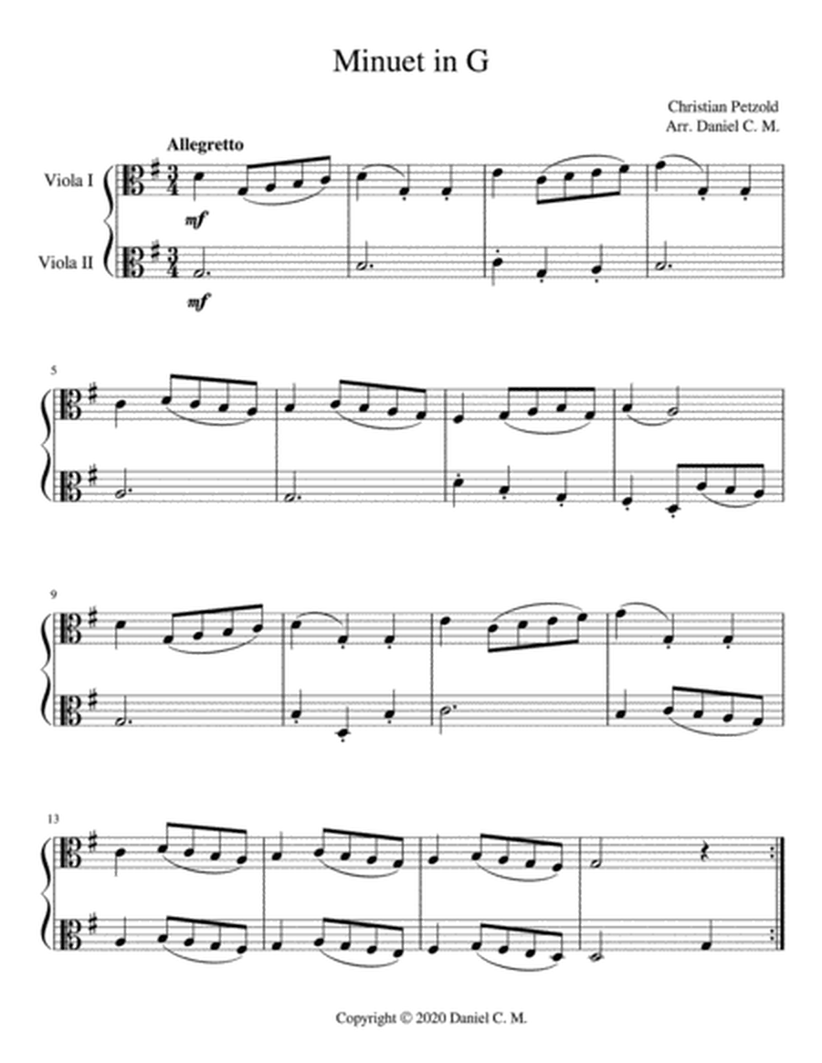 Minuet in G (viola duet) image number null
