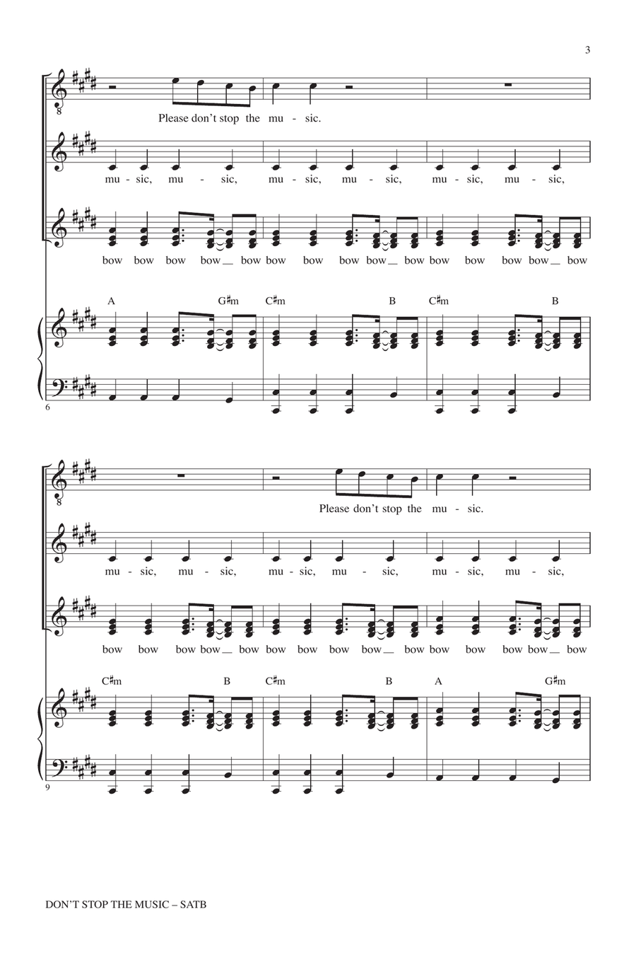 Don't Stop The Music 4-Part scores gallery preview page 2