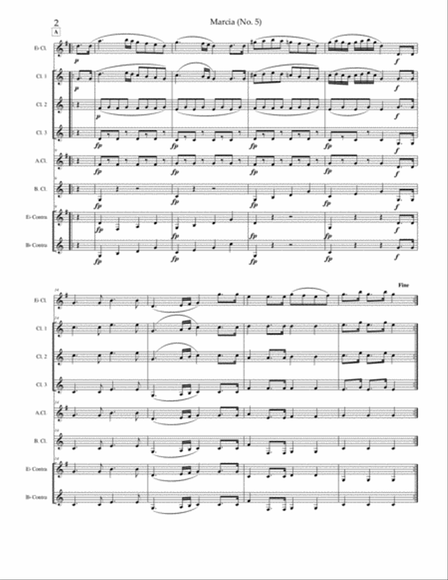 Marcia No. 5 (Op. 3) Clarinet Choir scores gallery preview page 3