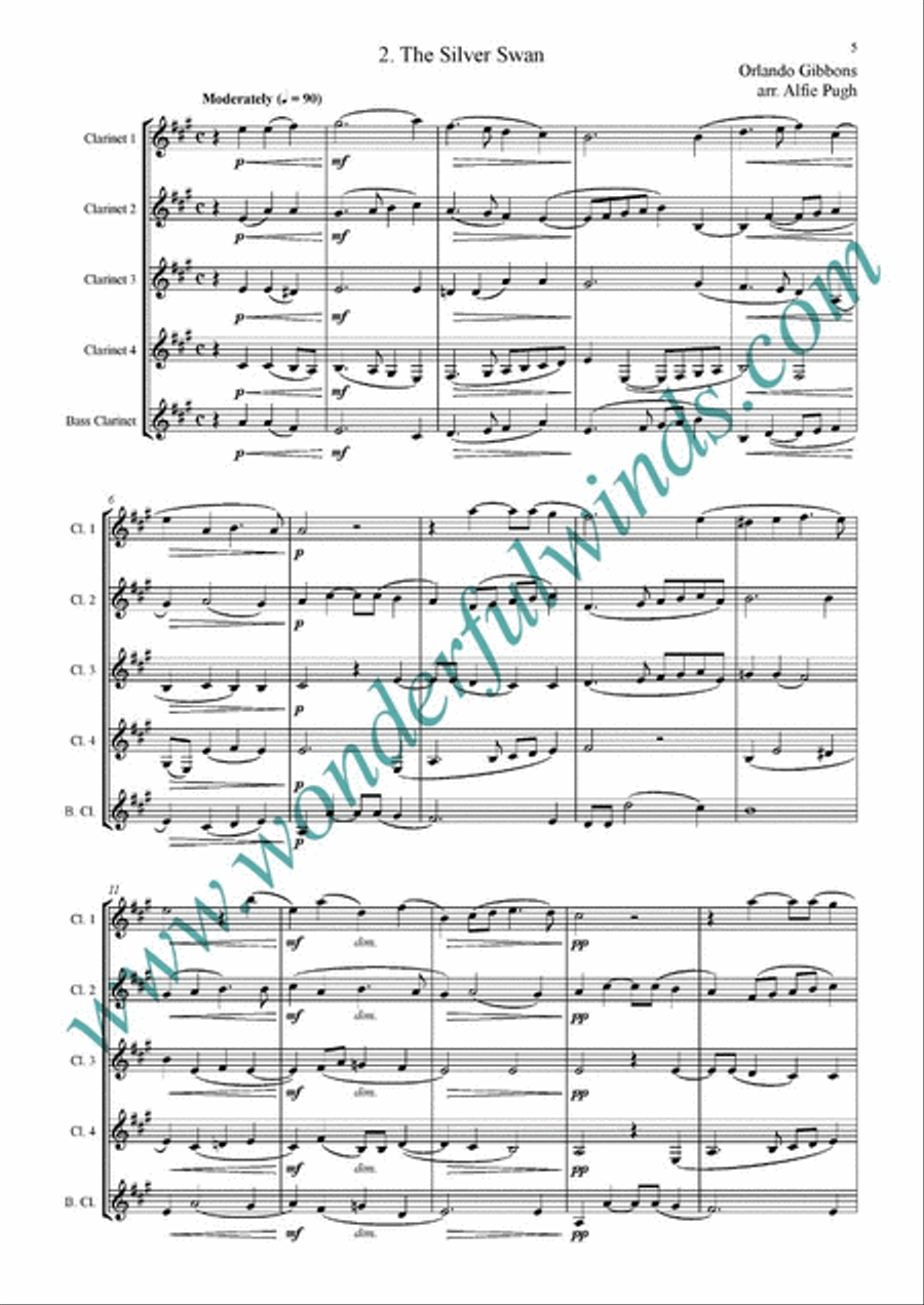 Three English Madrigals Clarinet scores gallery preview page 3