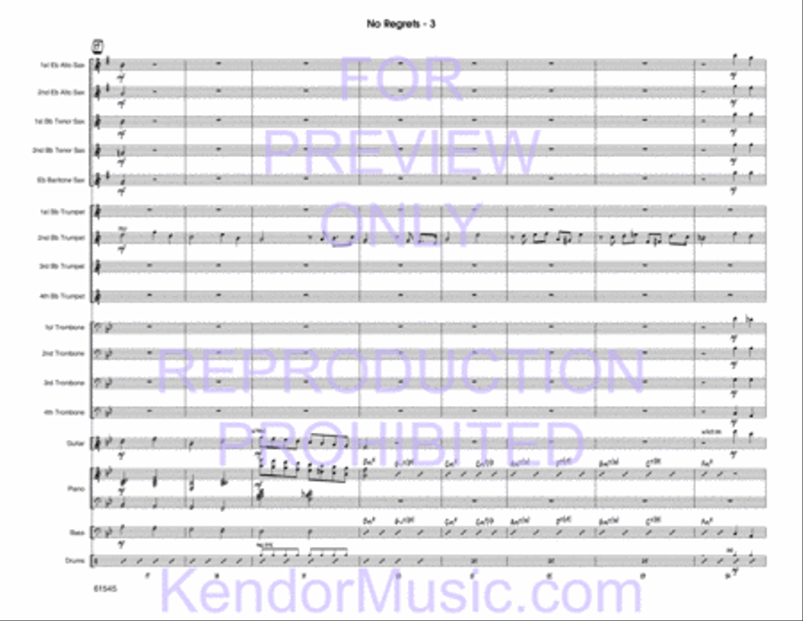 No Regrets (Full Score) Jazz Ensemble scores gallery preview page 4