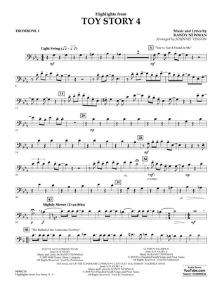 Book cover for Highlights from Toy Story 4 (arr. Johnnie Vinson) - Trombone 1