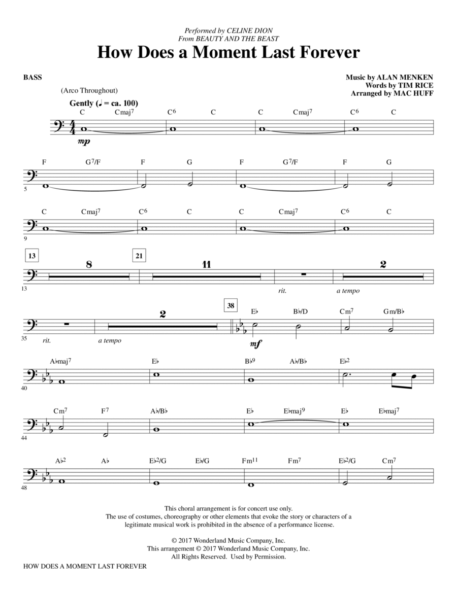 How Does a Moment Last Forever (from Beauty And The Beast) (arr. Mac Huff) - Bass Choir scores gallery preview page 1
