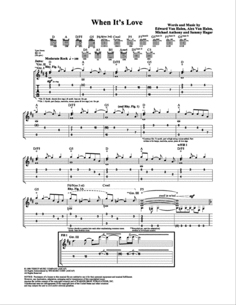 When It's Love When It's Love Electric Guitar scores gallery preview page 1