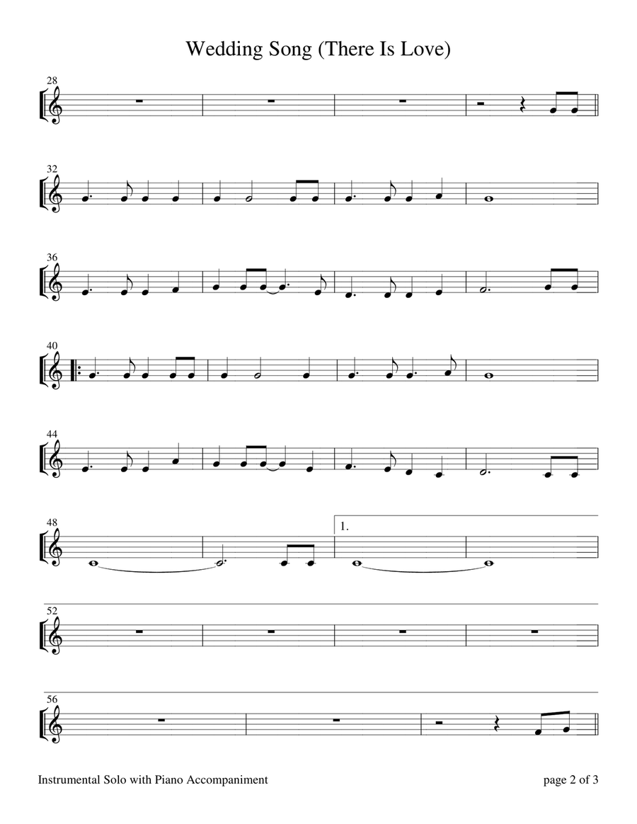 Wedding Song (There Is Love) Violin Solo scores gallery preview page 2