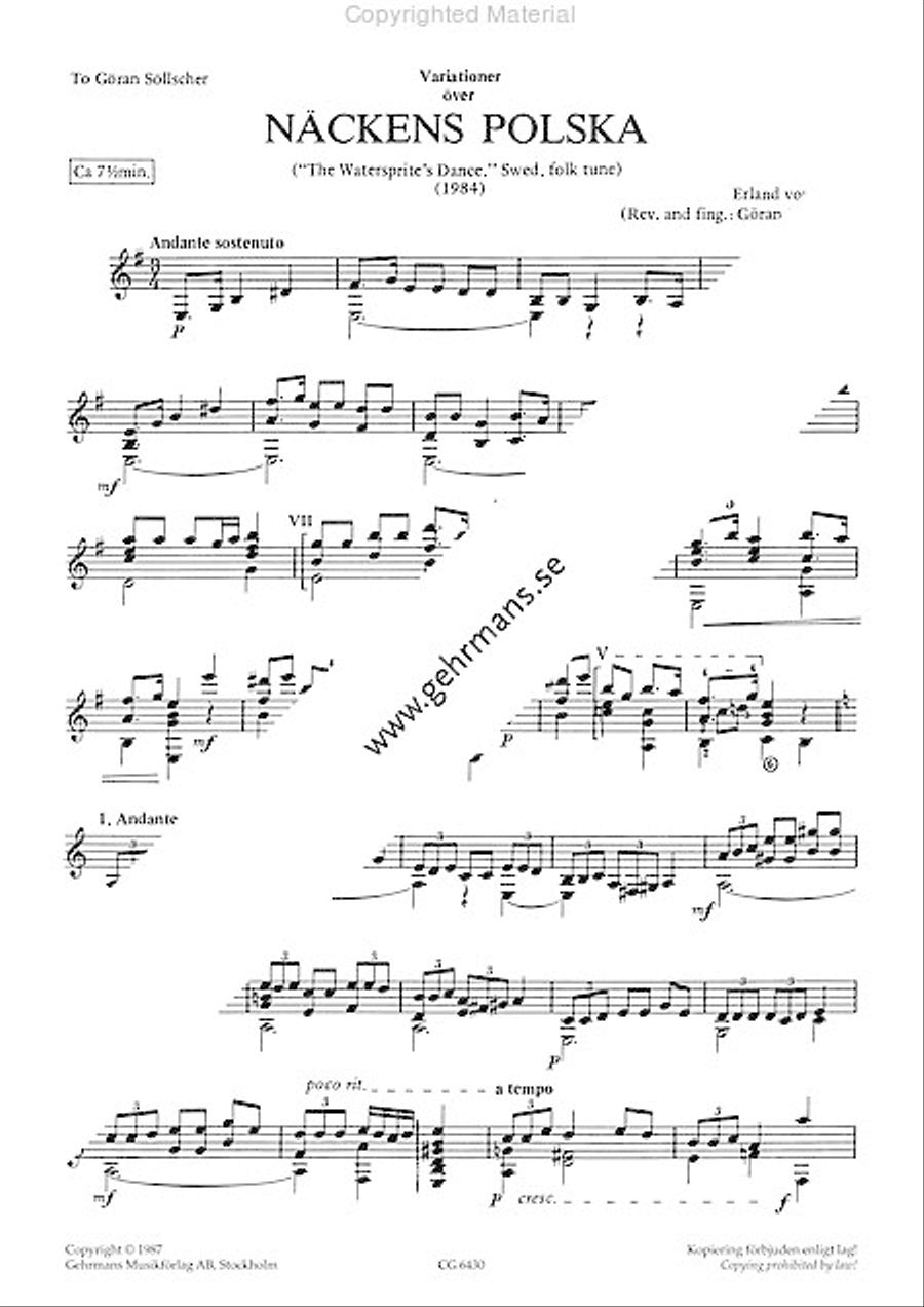 Variationer over Nackens polska Classical Guitar scores gallery preview page 2