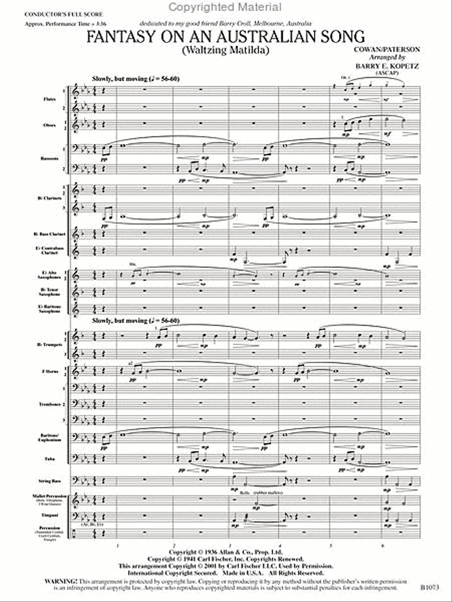 Fantasy on an Australian Song Concert Band scores gallery preview page 2
