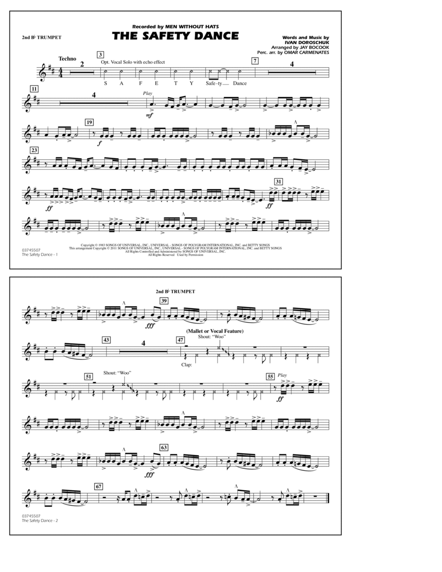 The Safety Dance - 2nd Bb Trumpet Marching Band scores gallery preview page 1