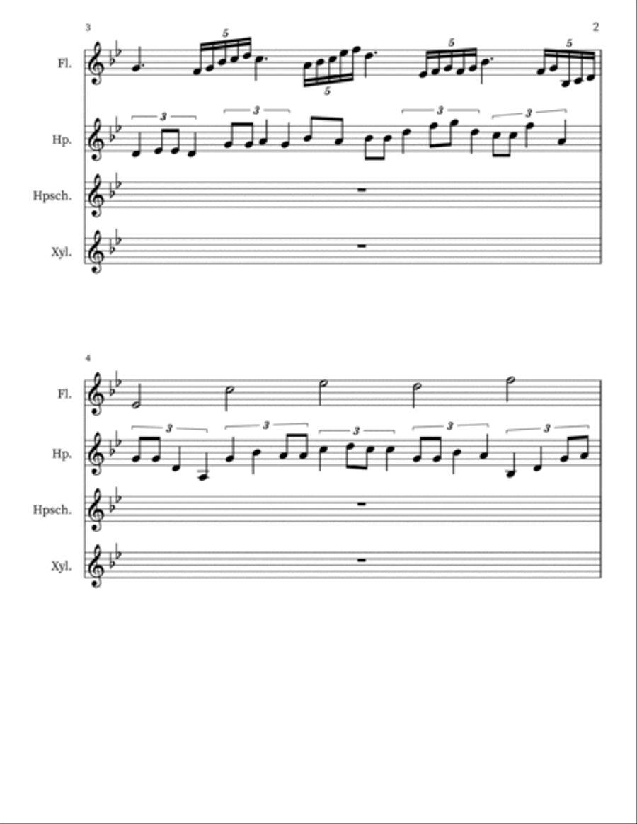 Z 86 (cross-patterns) for Flute, Harp, Harpsichord, Xyl. Small Ensemble scores gallery preview page 2
