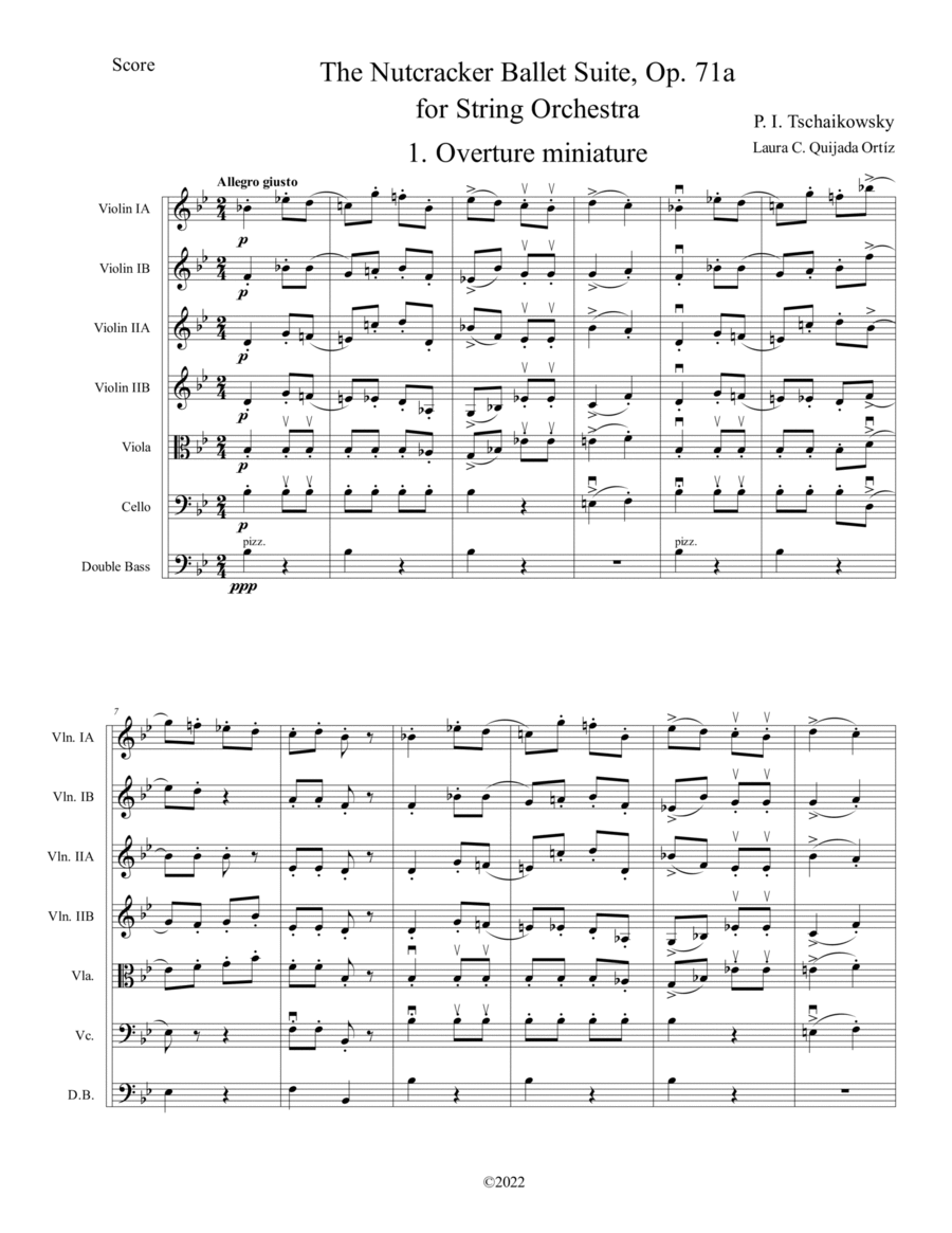 The Nutcracker Ballet Suite, op. 71a for string orchestra. SCORE & PARTS.