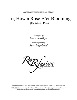 Book cover for Lo How a Rose E'er Blooming - Christmas Hymn Harmonization for Organ