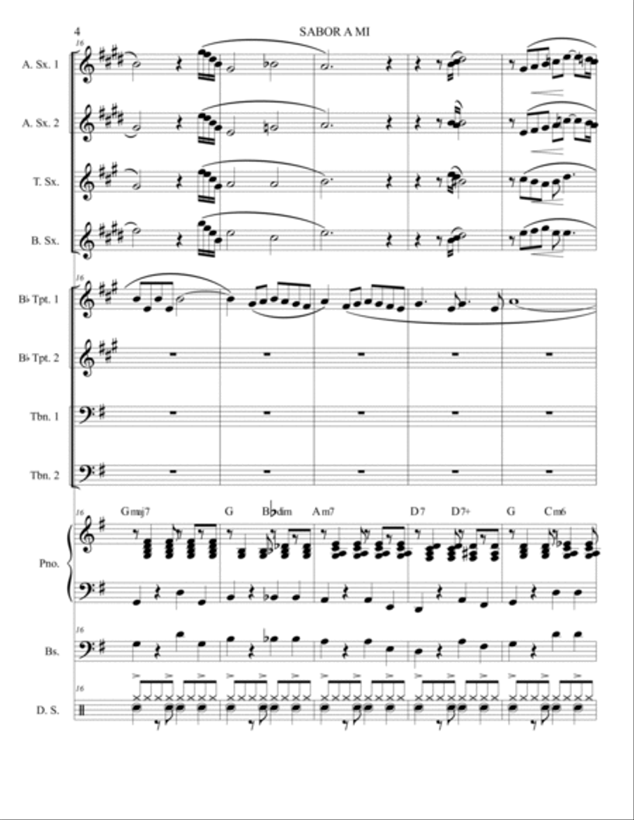 Sabor A Mi (be True To Me) Jazz Ensemble scores gallery preview page 4