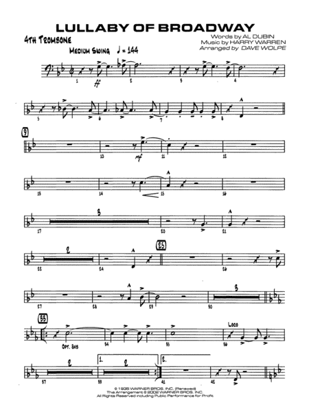 Lullaby of Broadway: 4th Trombone