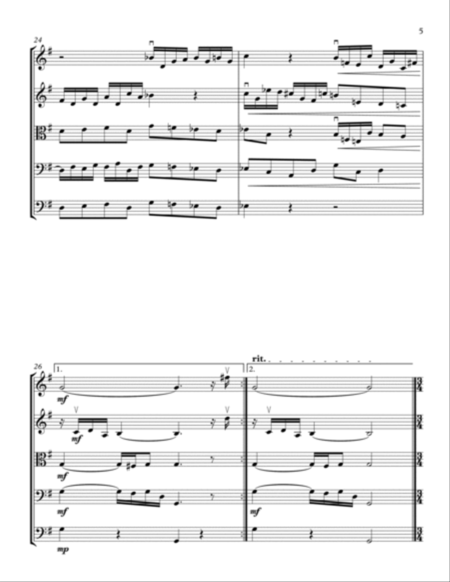 SUITE NO. 5 BY BACH ARRANGED FOR STRING ORCHESTRA Chamber Music scores gallery preview page 5