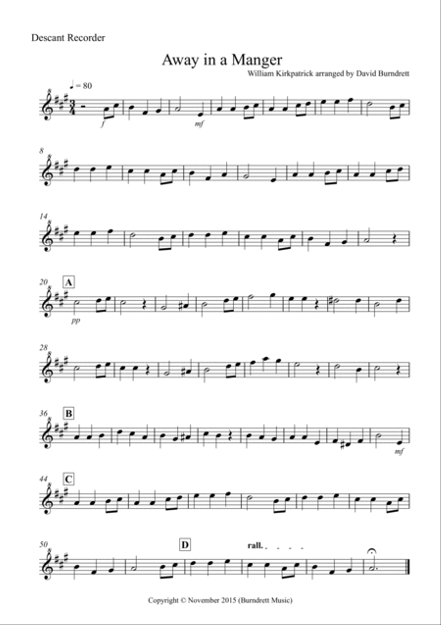 Away in a Manger for Recorder Trio Recorder scores gallery preview page 3