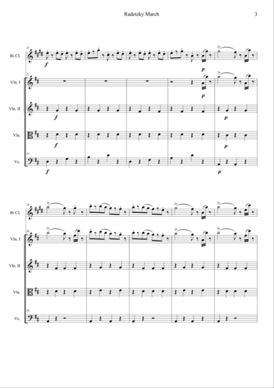 Radetzky Marsch Radetzky Marsch Clarinet scores gallery preview page 3