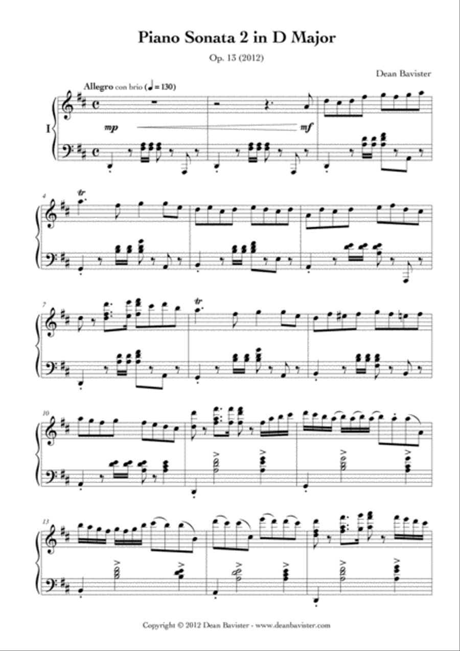 Piano Sonata 2 in D Major (Opus 13) Piano Solo scores gallery preview page 3