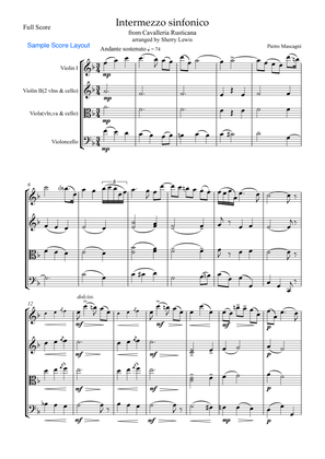 INTERMEZZO SINFONICO from 'Cavalleria Rusticana', Pietro Mascagni, String Trio, Intermediate Level f