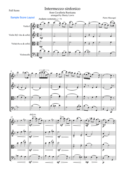 INTERMEZZO SINFONICO from 'Cavalleria Rusticana', Pietro Mascagni, String Trio, Intermediate Level f image number null