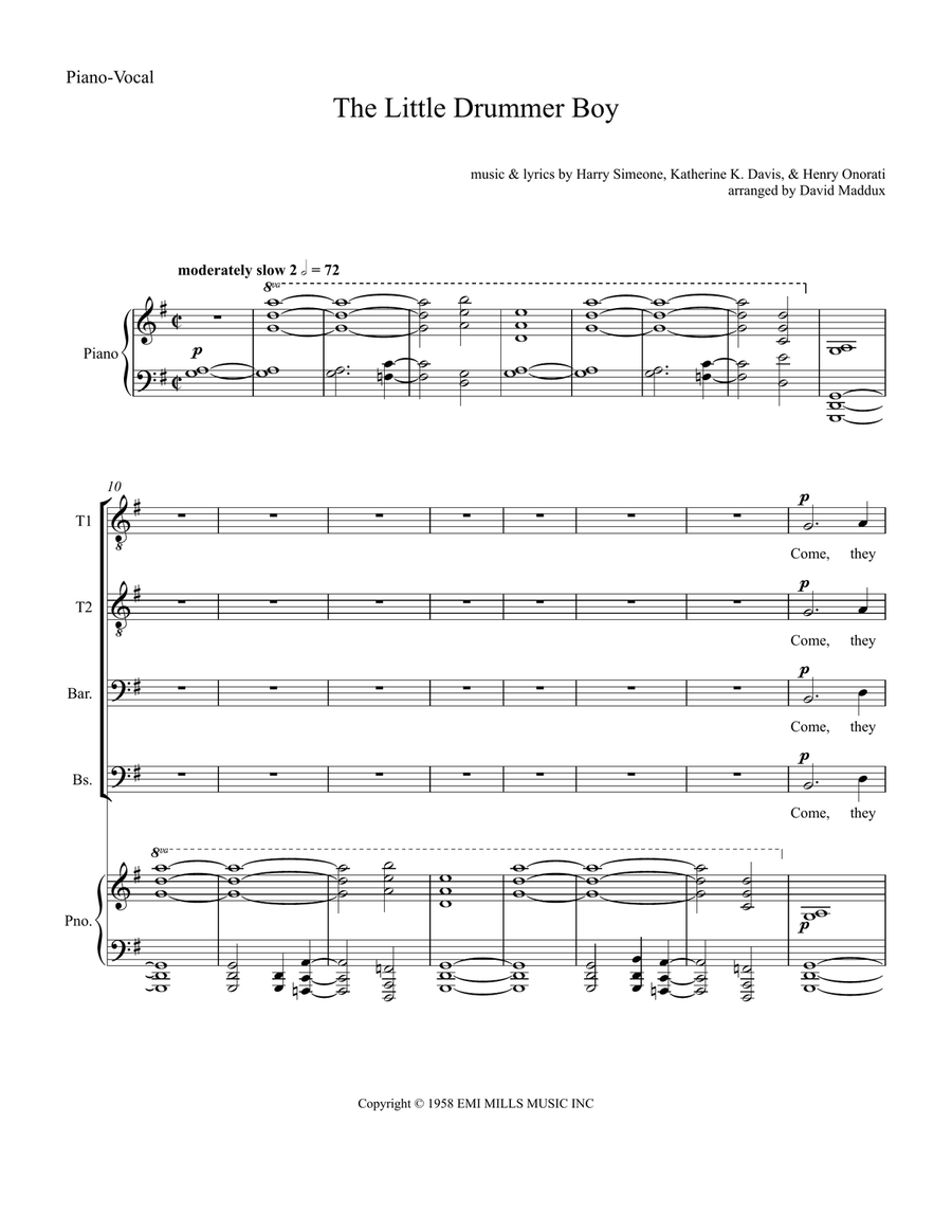 The Little Drummer Boy The Little Drummer Boy TTBB scores gallery preview page 1