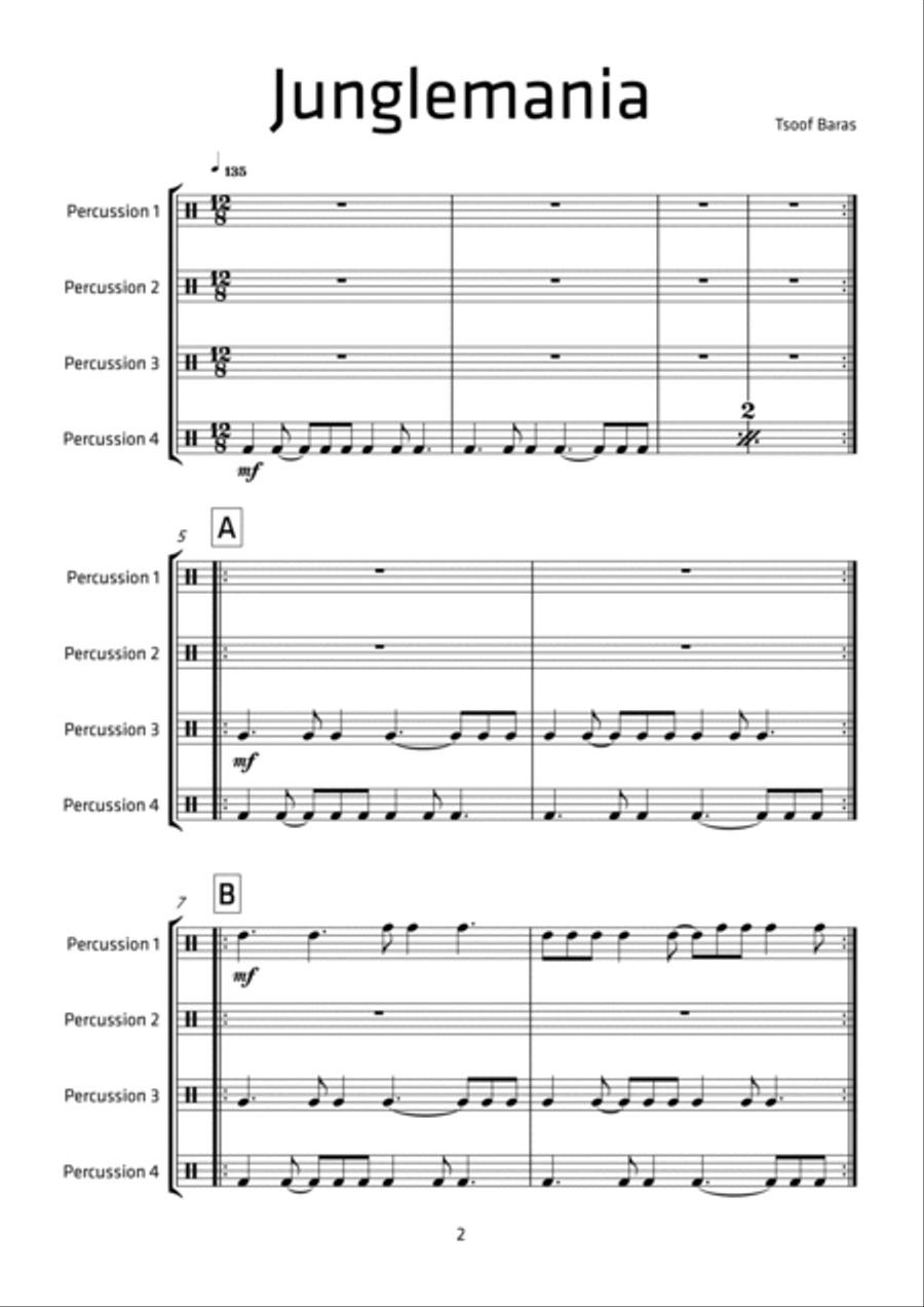 Junglemania Percussion Ensemble scores gallery preview page 3
