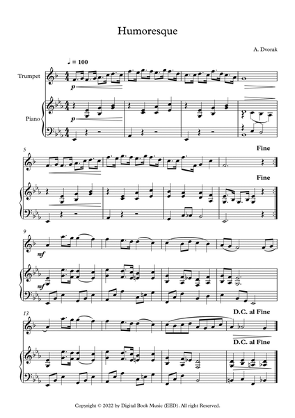 Humoresque - Antonin Dvorak (Trumpet + Piano) image number null
