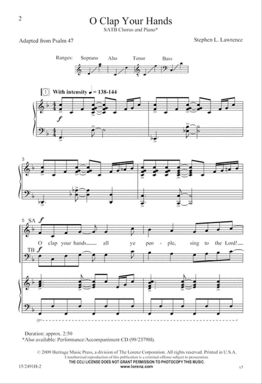 O Clap Your Hands O Clap Your Hands 4-Part scores gallery preview page 3