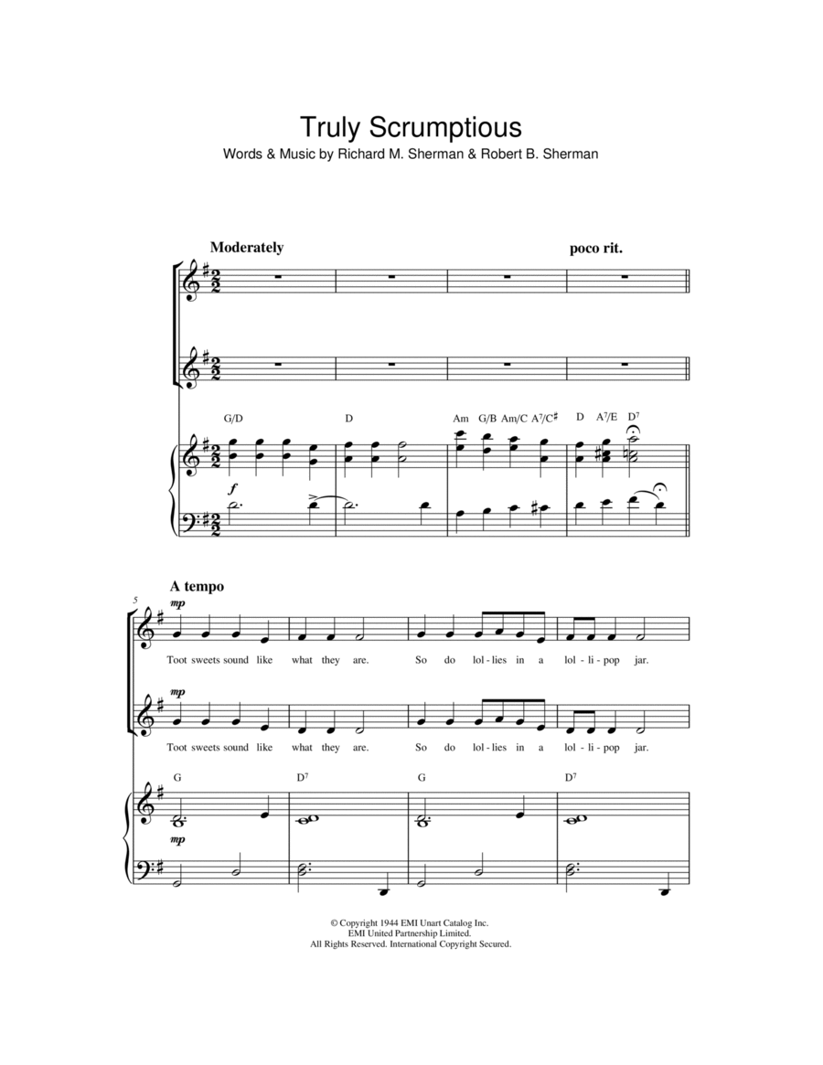Truly Scrumptious (from Chitty Chitty Bang Bang) Choir scores gallery preview page 1
