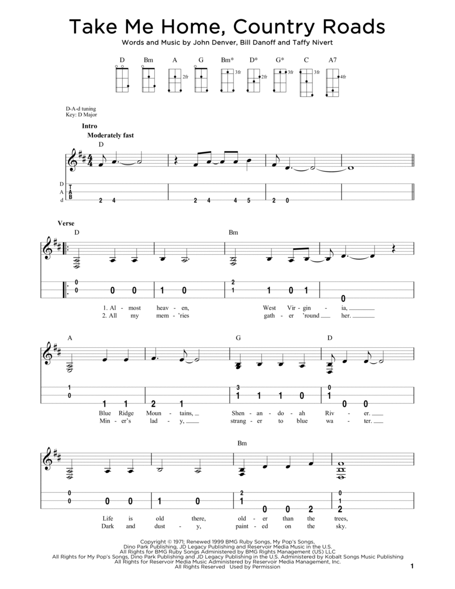 Take Me Home, Country Roads (arr. Steven B. Eulberg) Dulcimer scores gallery preview page 1