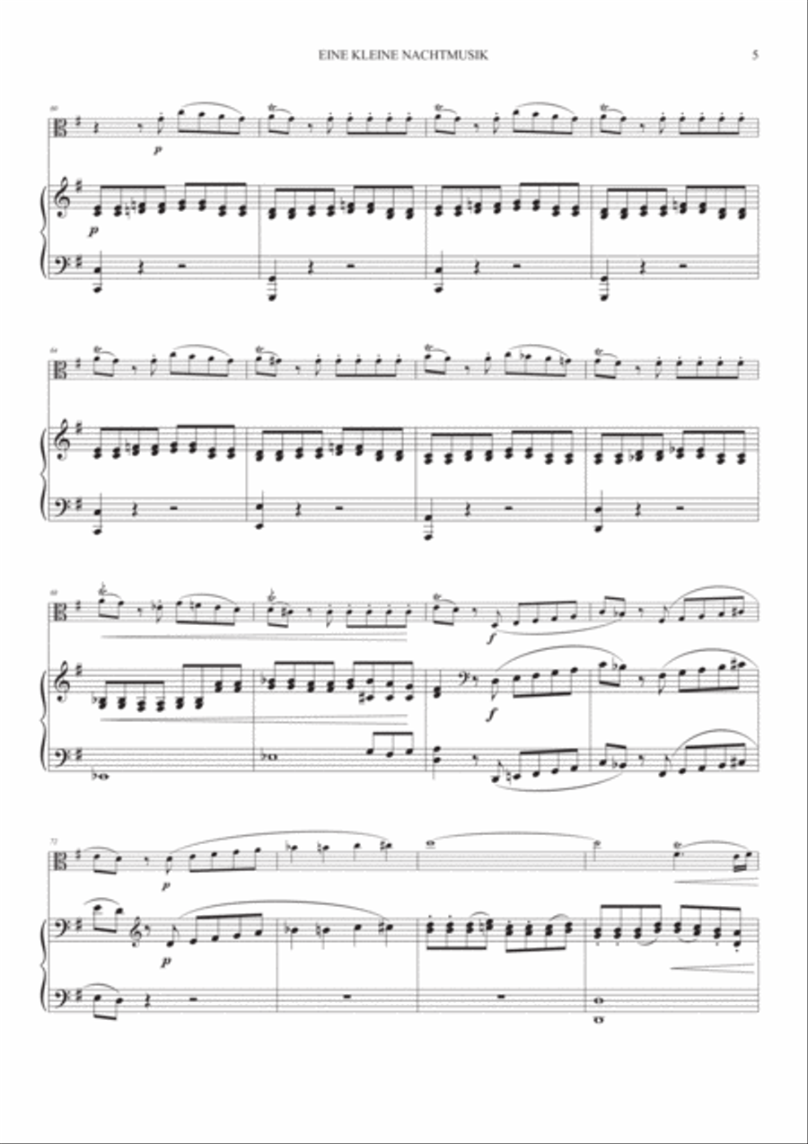 Eine Kleine Nachtmusik (1st Mov.) for Viola and Piano Piano scores gallery preview page 5