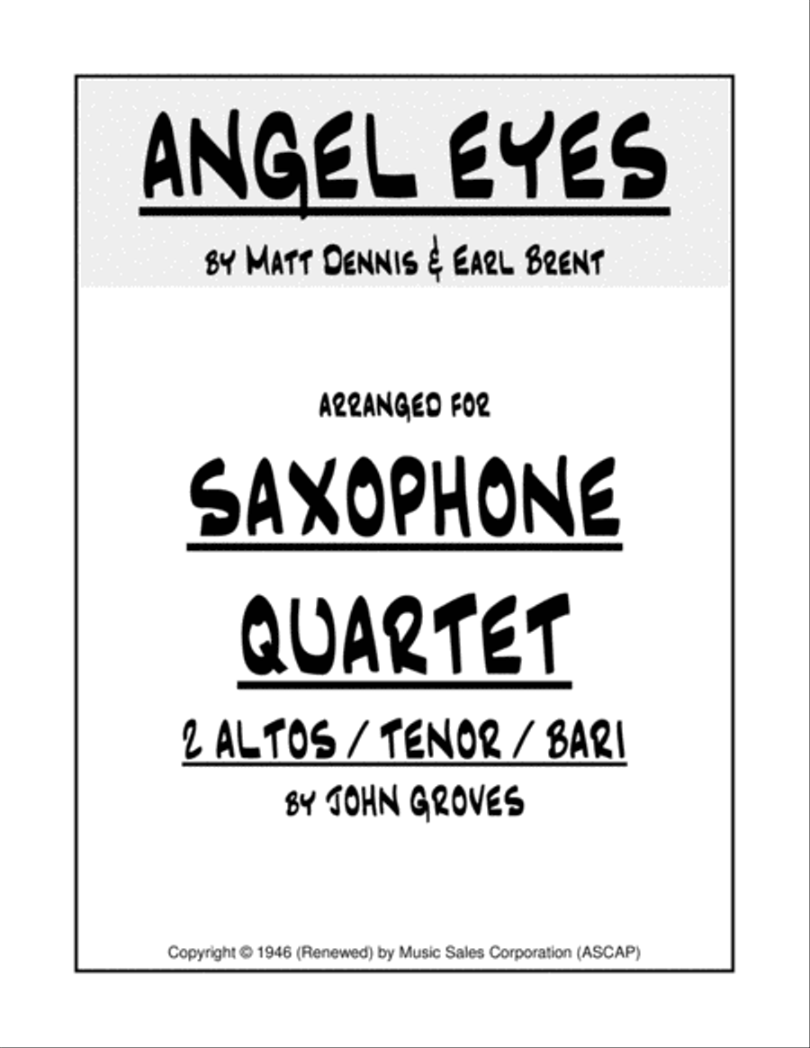 Angel Eyes Saxophone Quartet scores gallery preview page 1