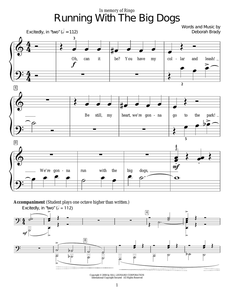 Running With The Big Dogs Piano Method scores gallery preview page 1