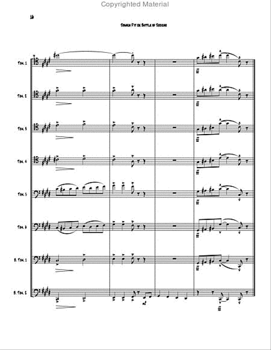 Joshua F’it de Battle of Jericho for 8-part Trombone Ensemble Trombone scores gallery preview page 4