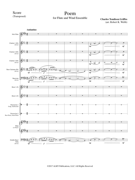 Poem for Flute and Wind Ensemble (Full Score ONLY)