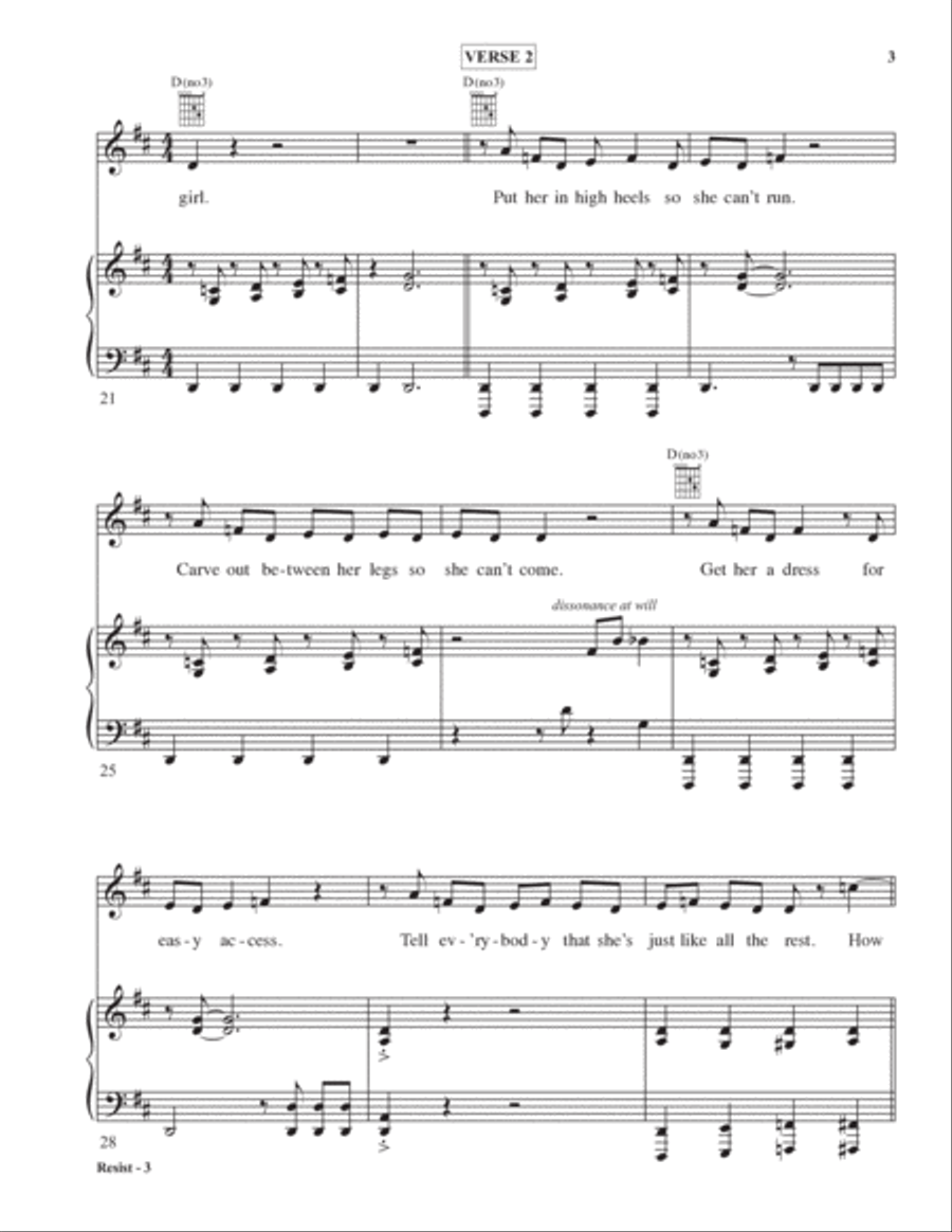 Resist Piano, Vocal, Guitar scores gallery preview page 4