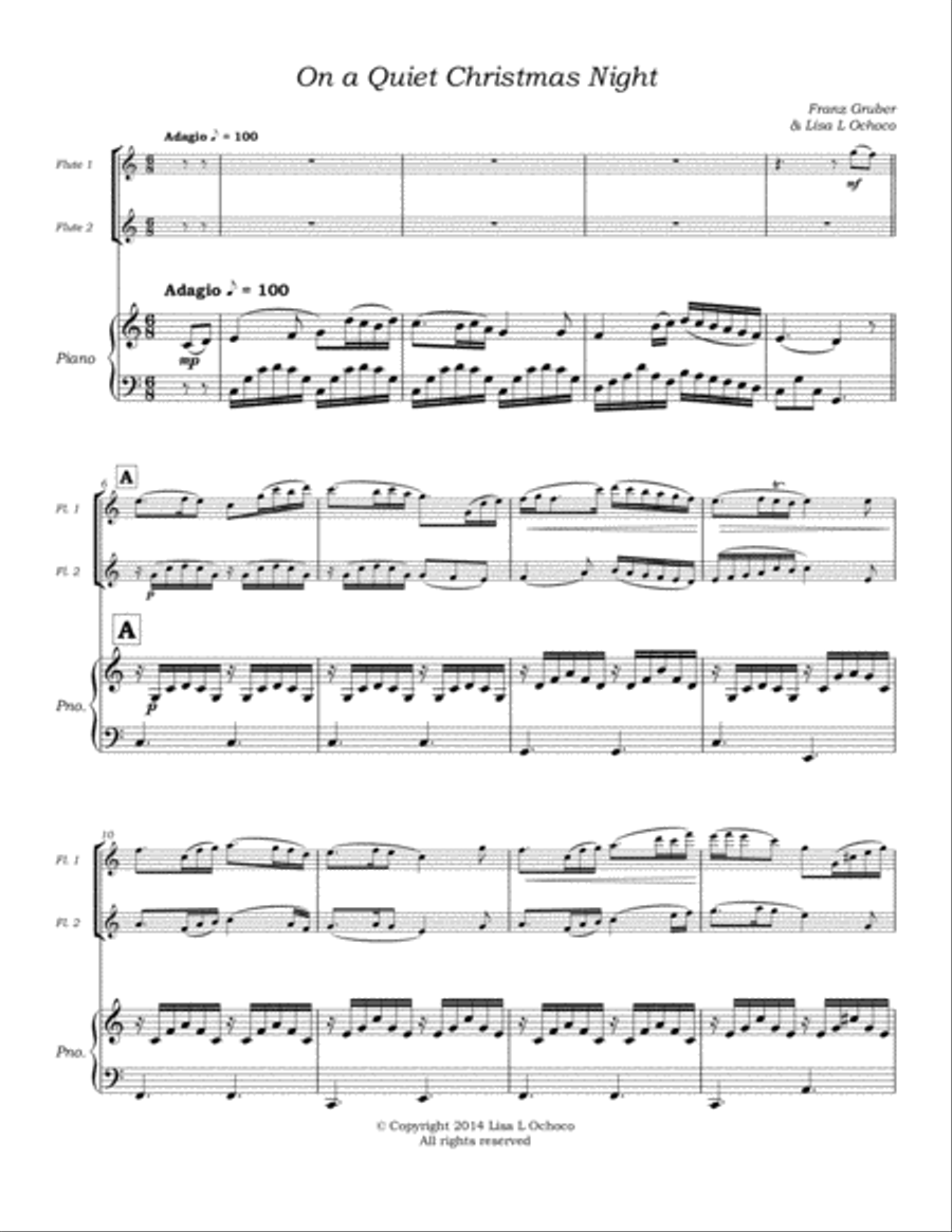 On a Quiet Christmas Night for Flute Duet and piano Flute Duet scores gallery preview page 5
