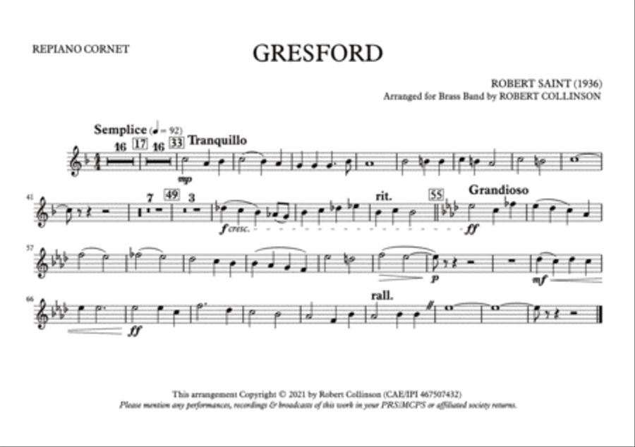 Hymn Tune: GRESFORD (A5 parts only) Hymn Anthems scores gallery preview page 3